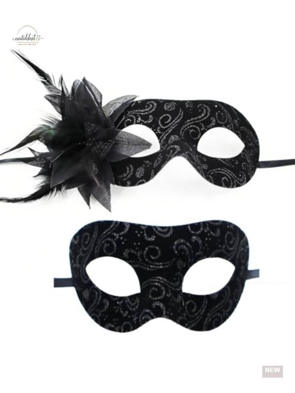 Couple Masquerade Mask Set with Lace Design for Halloween Costume Party